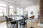 Stucco Gloria wall mural by Rebel Walls in White – Ceiling, styled room