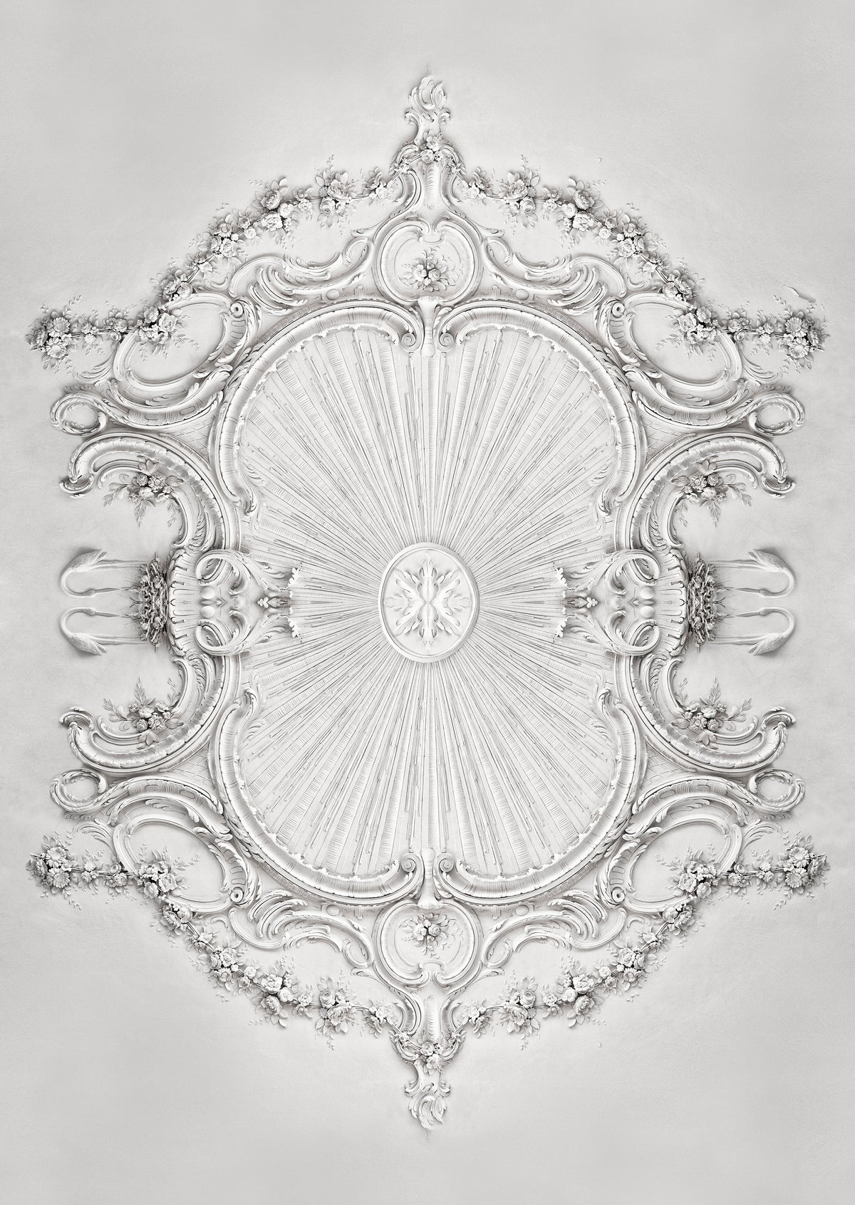 Stucco Gloria wall mural by Rebel Walls in White – Ceiling, flat swatch
