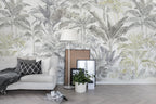 Pride Palms Emerald wallpaper by Rebel Walls in White, styled room