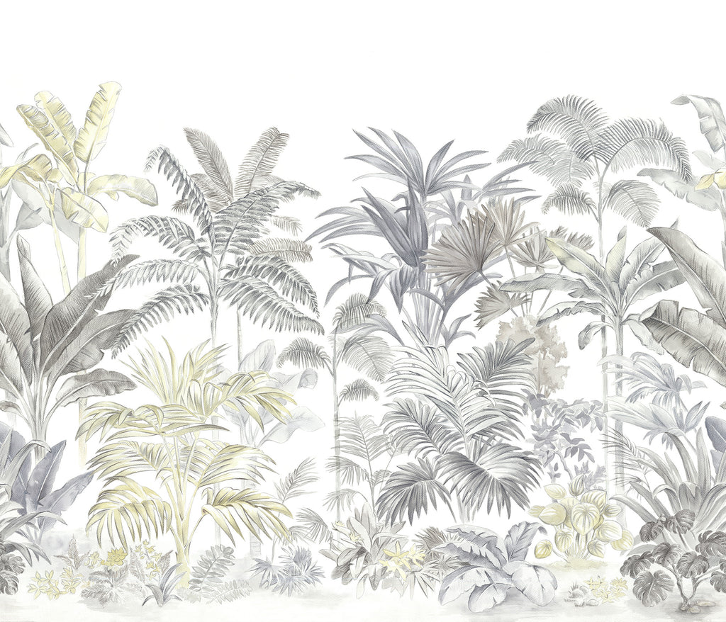 Pride Palms Emerald wallpaper by Rebel Walls in White, flat swatch