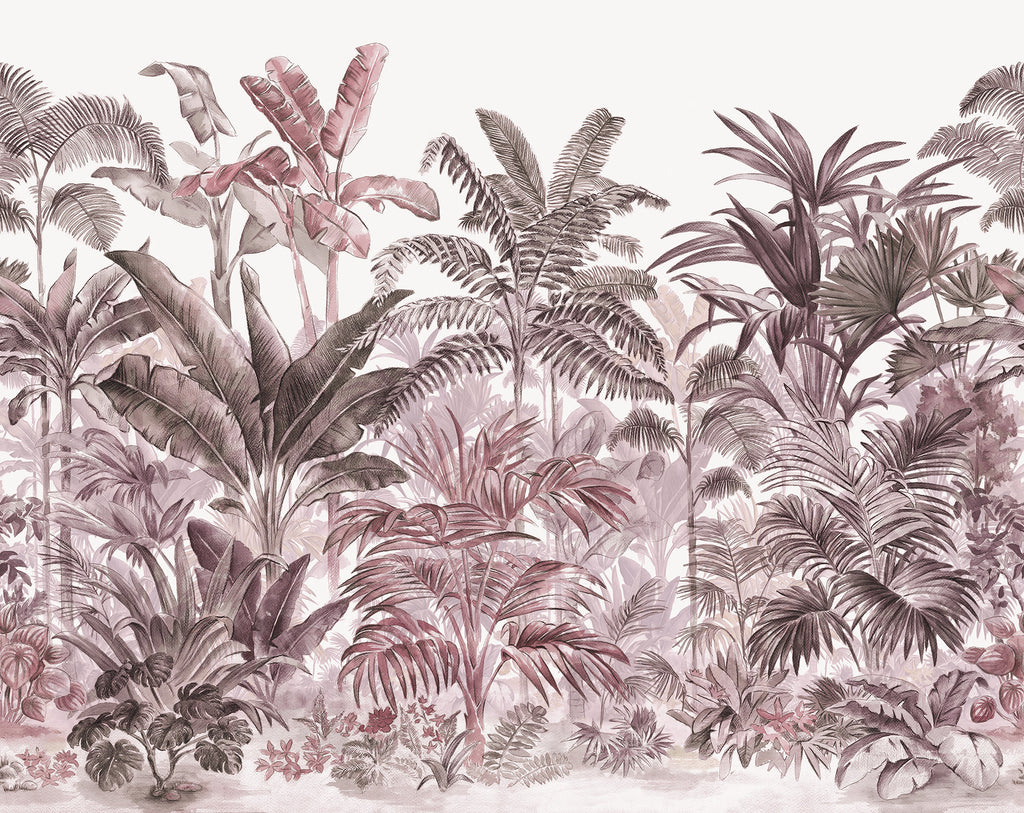 Pride Palms Emerald wallpaper by Rebel Walls in Purple – Plum, flat swatch