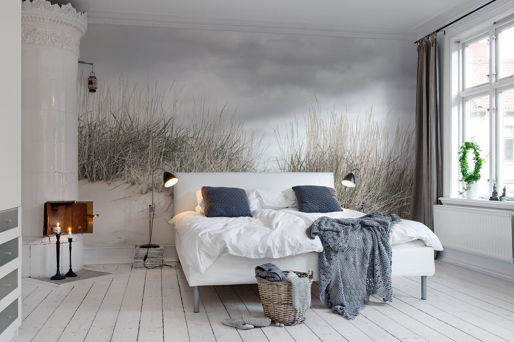 Pale Shore wall mural by Rebel Walls in Grey, styled room