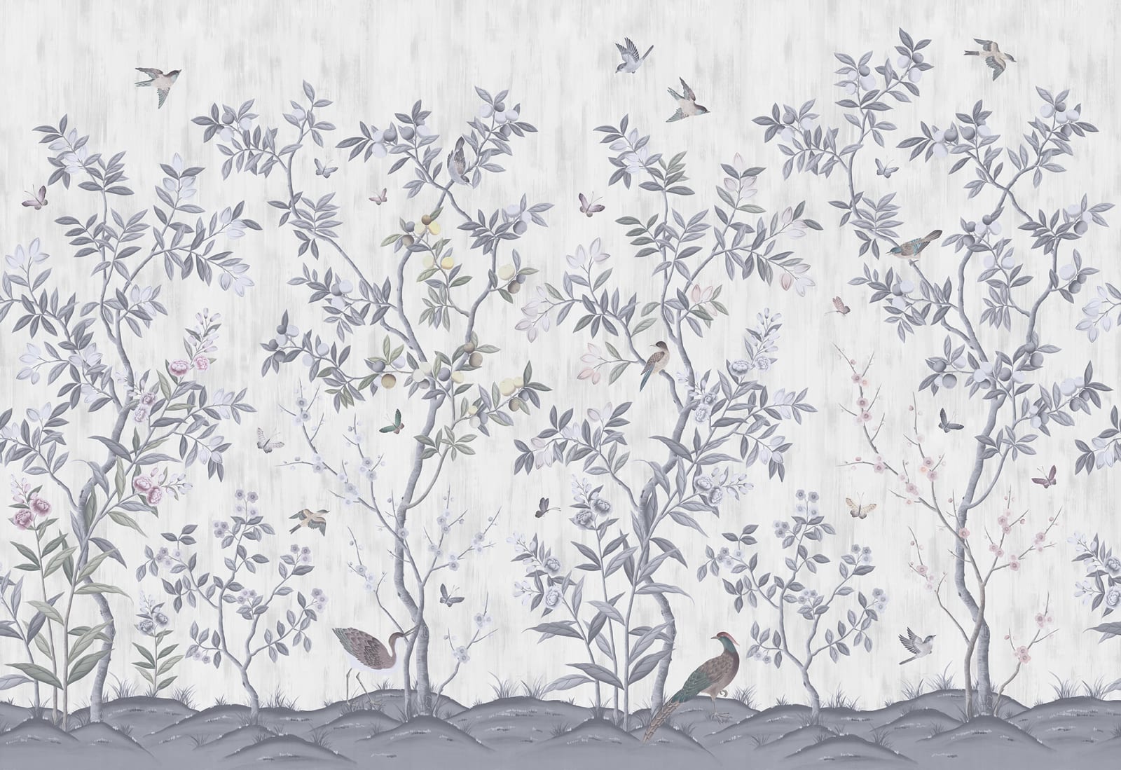 Chinoiserie Chic wallpaper by Rebel Walls in pearl grey