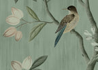 Chinoiserie Chic wallpaper by Rebel Walls in Green, close detail of the print