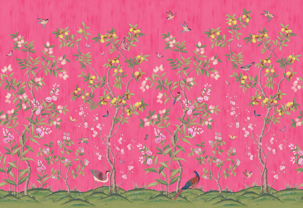 Chinoiserie Chic wallpaper by Rebel Walls in fuchsia pink