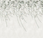 Lush Foliage wall mural by Rebel Walls in sage green foliage on a pale ground