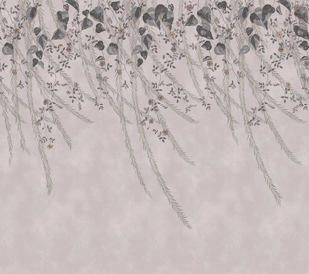 Lush Foliage wall mural by Rebel Walls in dusty rose-mauve
