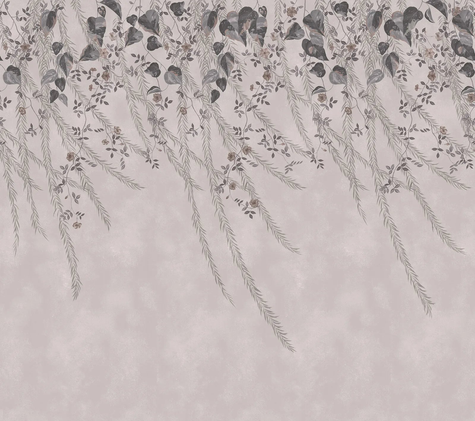 Lush Foliage wall mural by Rebel Walls in dusty rose-mauve