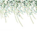 Lush Foliage wall mural by Rebel Walls in green foliage with coral flowers on a pale ground