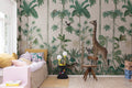 Giraffe's Stroll wall mural by Rebel Walls in Pink – Pastel Pink, styled room