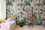 Giraffe's Stroll wall mural by Rebel Walls in Pink – Pastel Pink, styled room
