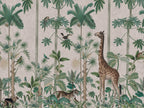 Giraffe's Stroll wall mural by Rebel Walls in Pink – Pastel Pink, flat swatch