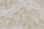 Opulence wall mural by Wallpaper Trader, gold line-art blooms on a cream marble ground, flat view
