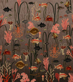 Aquatic Life wall mural by Rebel Walls in Brown – Coral, flat swatch