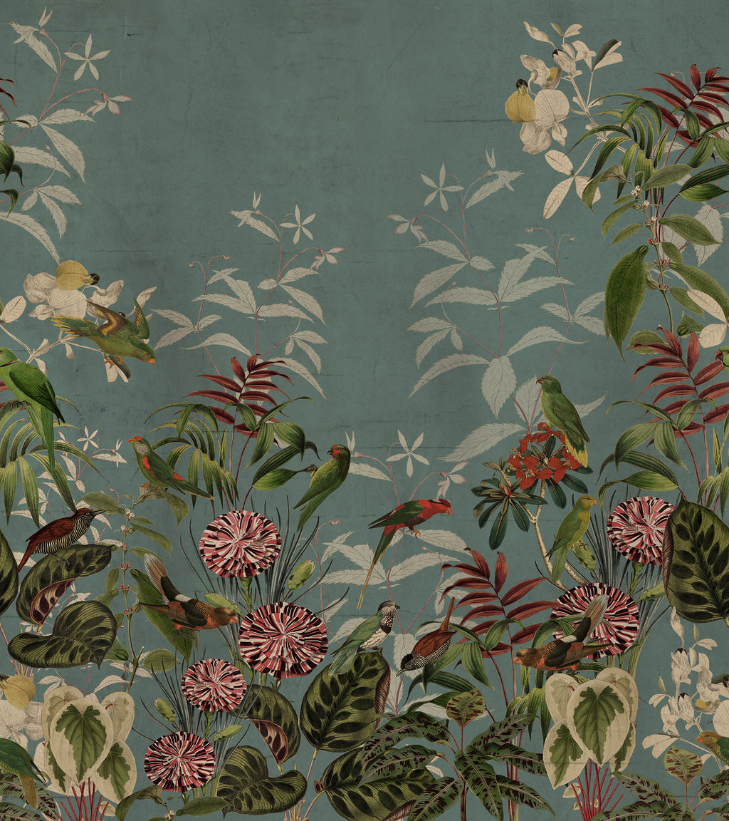 Vigor wall mural by Rebel Walls in Teal, flat swatch