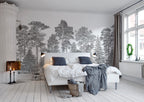 Scandinavian Bellewood wall mural by Rebel Walls in Grey, styled room