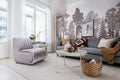 Scandinavian Bellewood wall mural by Rebel Walls in Pink, styled room