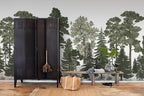 Scandinavian Bellewood wall mural by Rebel Walls in Green, styled room