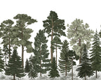 Scandinavian Bellewood wall mural by Rebel Walls in Green, flat swatch