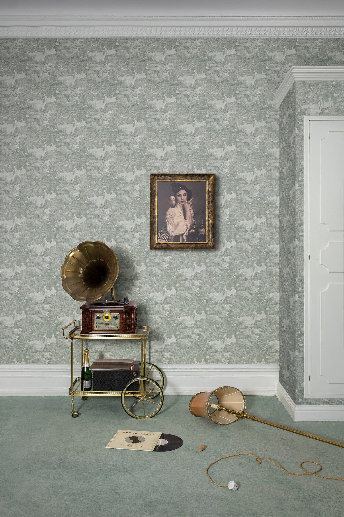 Saint Sebastian wallpaper by Rebel Walls in Green – Pistachio, styled room