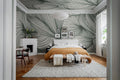 Opulence Lines wall mural by Rebel Walls in Green, styled room