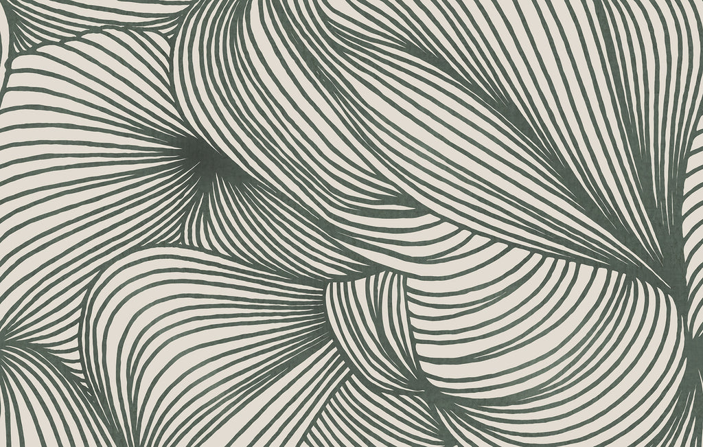 Opulence Lines wall mural by Rebel Walls in Green – Moss, flat swatch