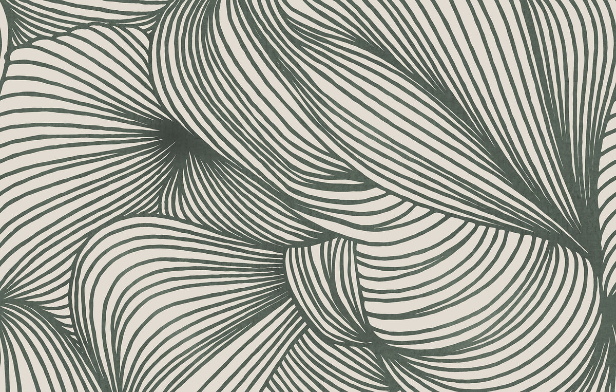 Opulence Lines wall mural by Rebel Walls in Green – Moss, flat swatch