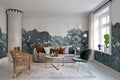 Bellewood wall mural by Rebel Walls in Teal, styled room