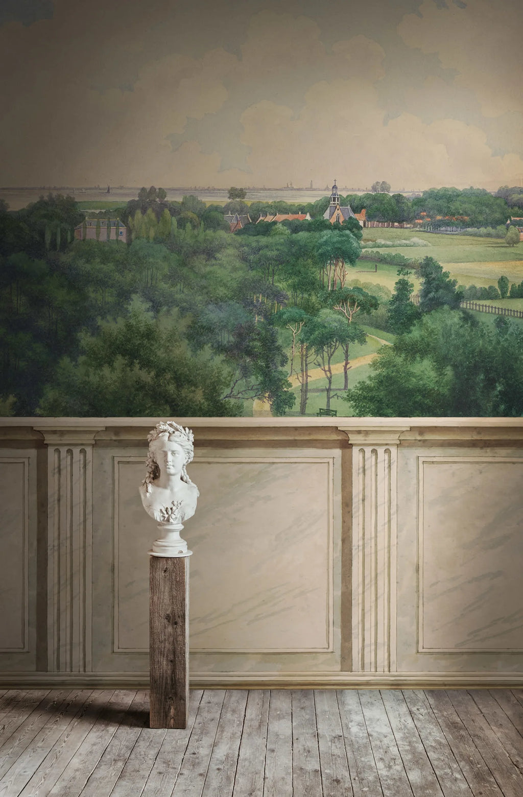Panorama Views - Beige wall mural by Rebel Walls, styled room