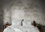 Jungle Horizon - Beige wall mural by Rebel Walls, styled room
