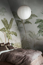 Jungle Horizon - Green – Vivid Tone wall mural by Rebel Walls, styled room
