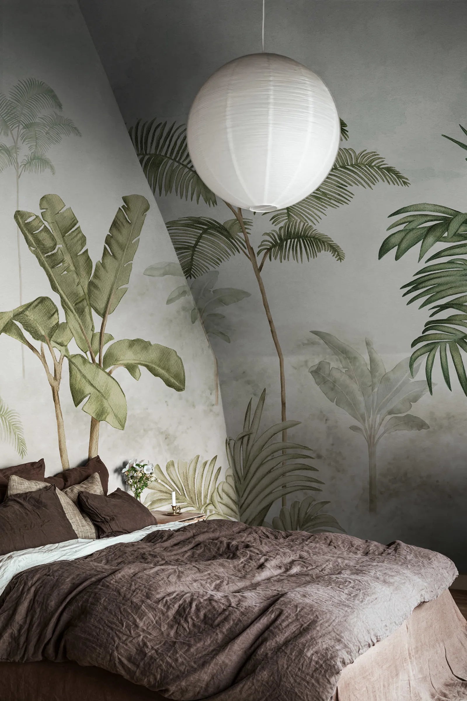 Jungle Horizon - Green – Vivid Tone wall mural by Rebel Walls, styled room