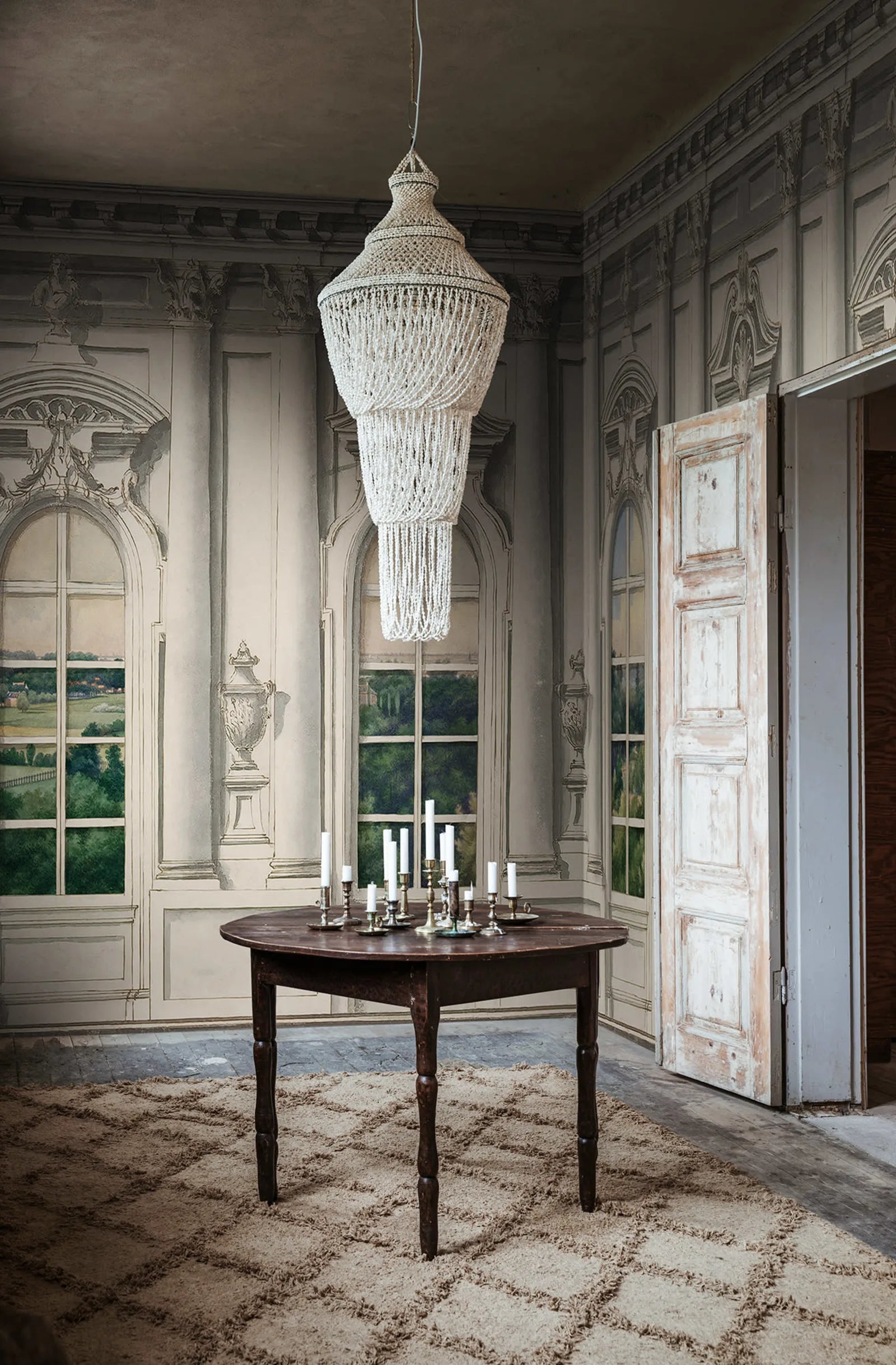 Ballroom Windows - Beige wall mural by Rebel Walls, styled room