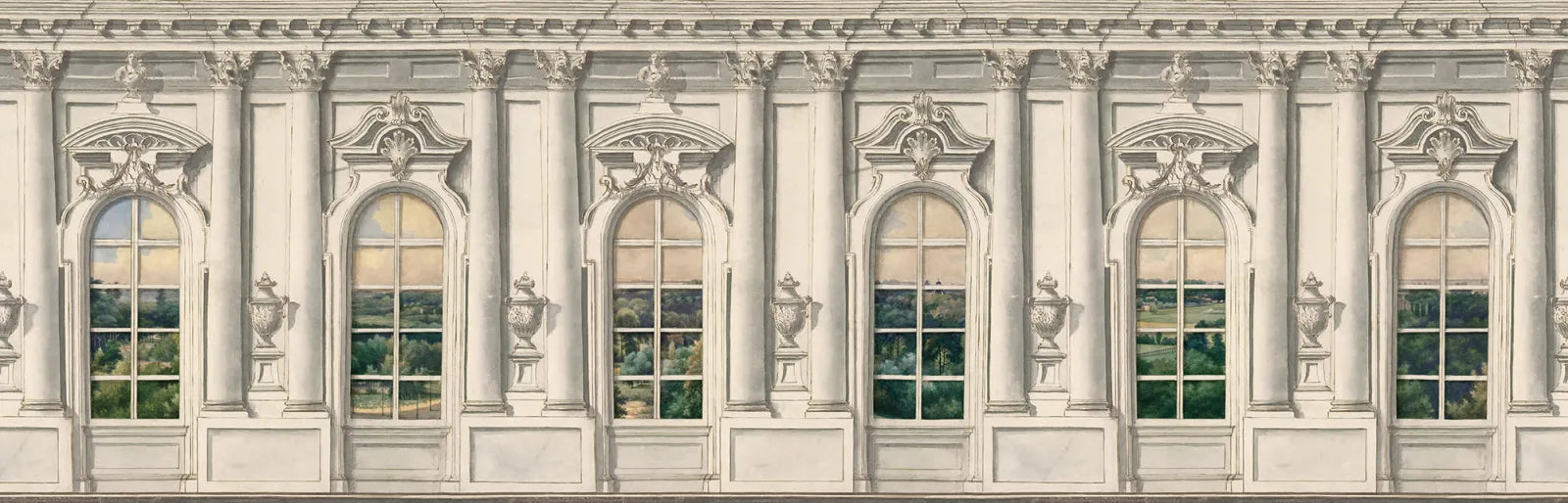 Ballroom Windows - Beige wallpaper swatch