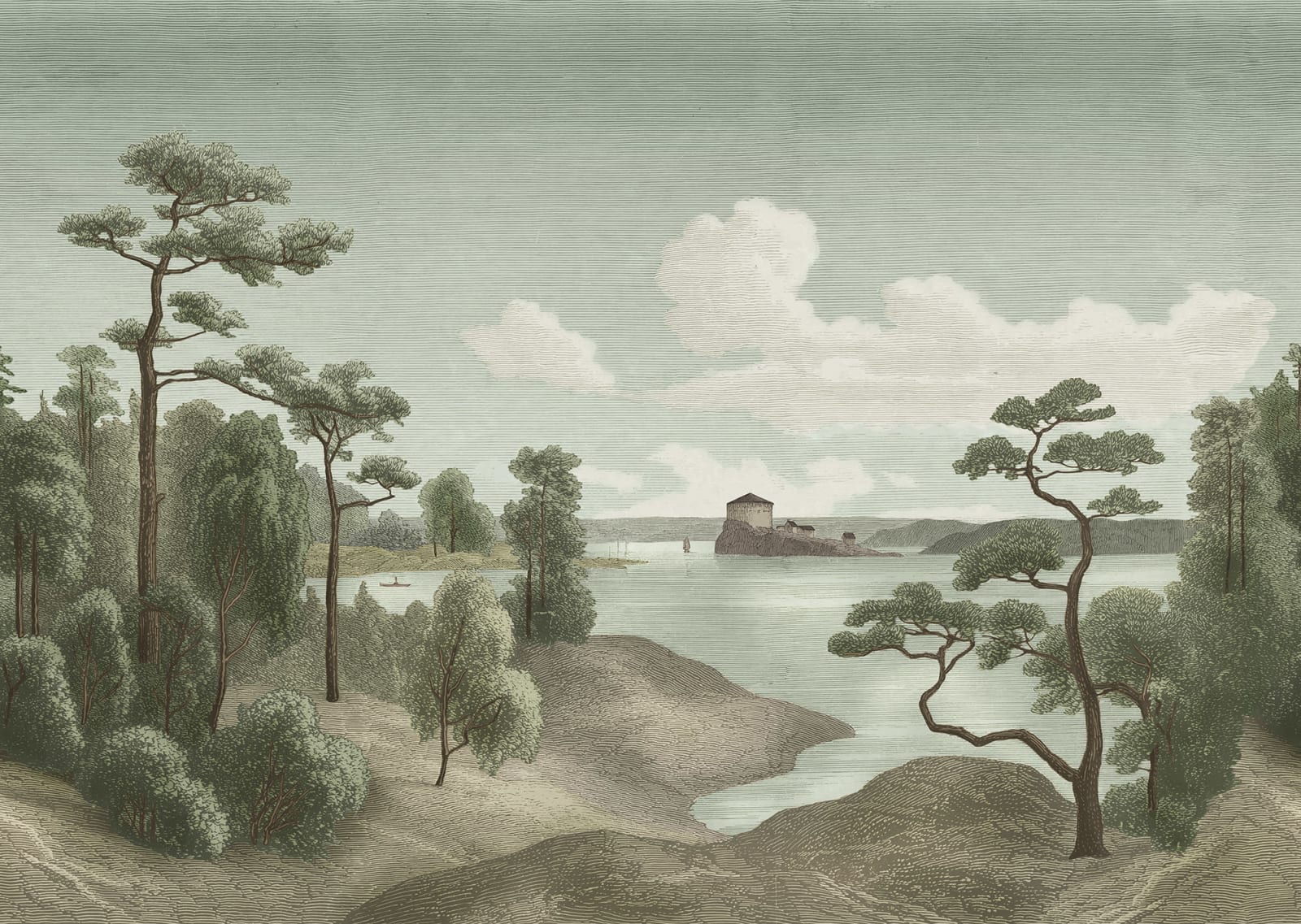 Lake View - Green wallpaper swatch