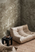 Vintage Oaks wall mural by Rebel Walls in Beige, styled room