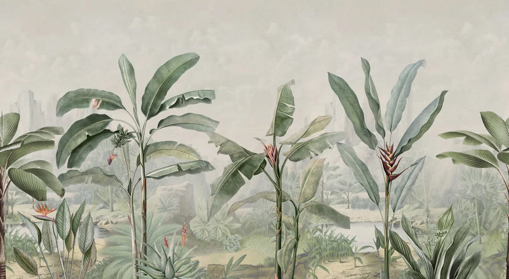 Tropical Palms - Green – Sage Tone wallpaper swatch