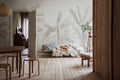 Tropical Palms wall mural by Rebel Walls in Beige, styled room