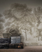 Whispering Forest - Beige wall mural by Rebel Walls, styled room