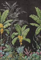 Banana Tree Jungle - Black wallpaper swatch