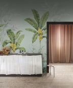 Banana Tree Jungle - Light Blue wall mural by Rebel Walls, styled room