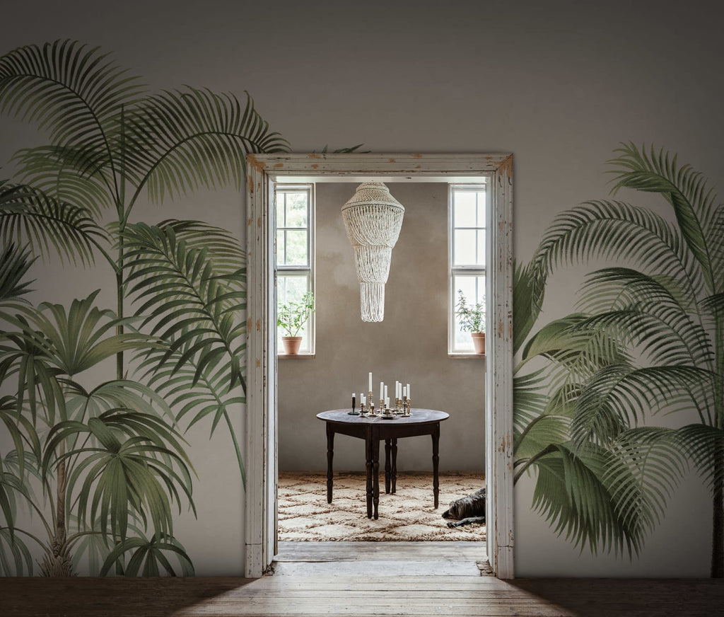 Retro Jungle - Green wall mural by Rebel Walls, styled room