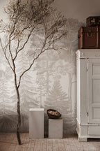 Scandinavian Bellewood wall mural by Rebel Walls in Beige, styled room