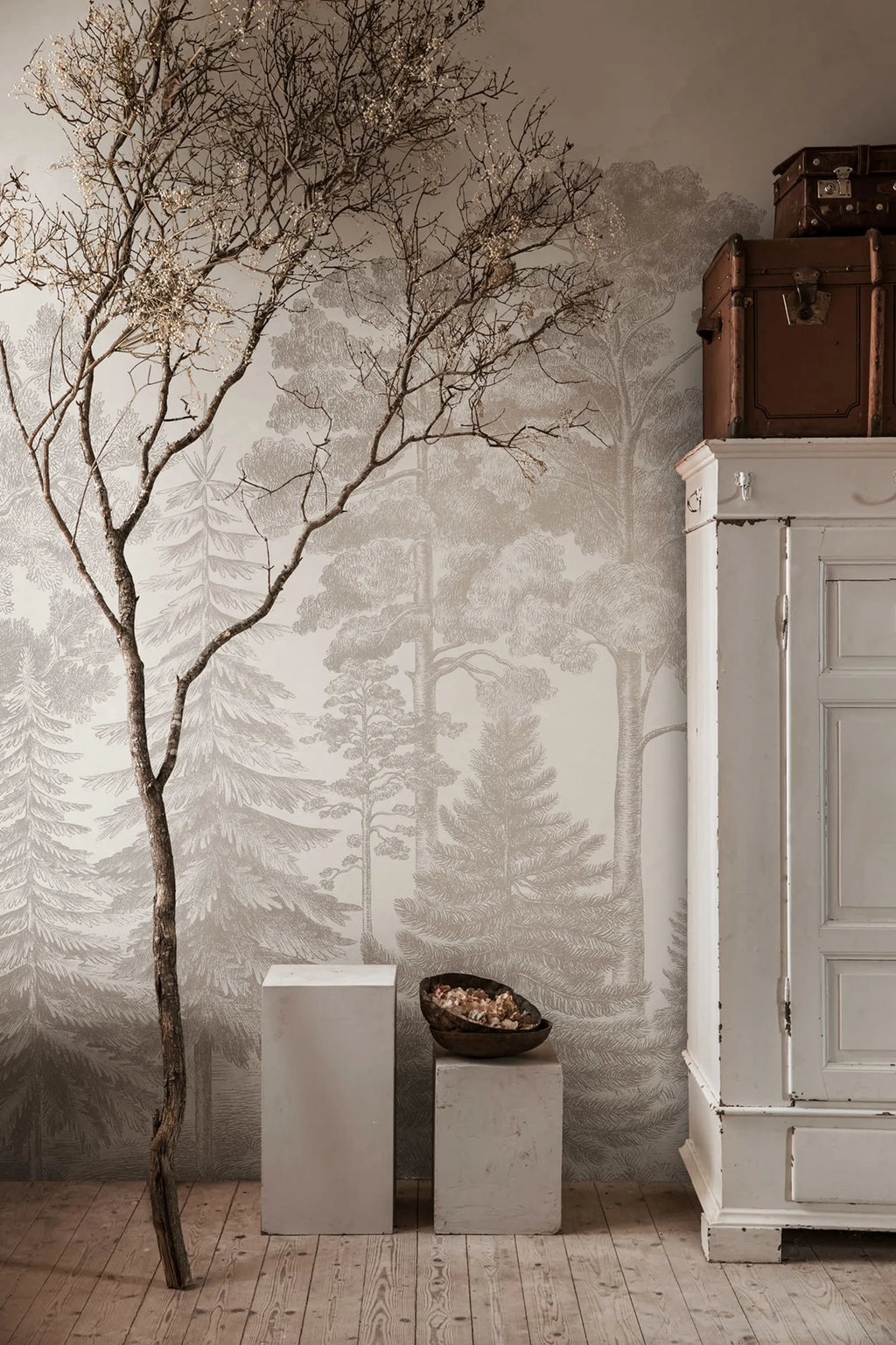 Scandinavian Bellewood - Beige wall mural by Rebel Walls, styled room