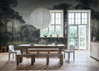 Pine Wood - Blue wall mural by Rebel Walls, styled room