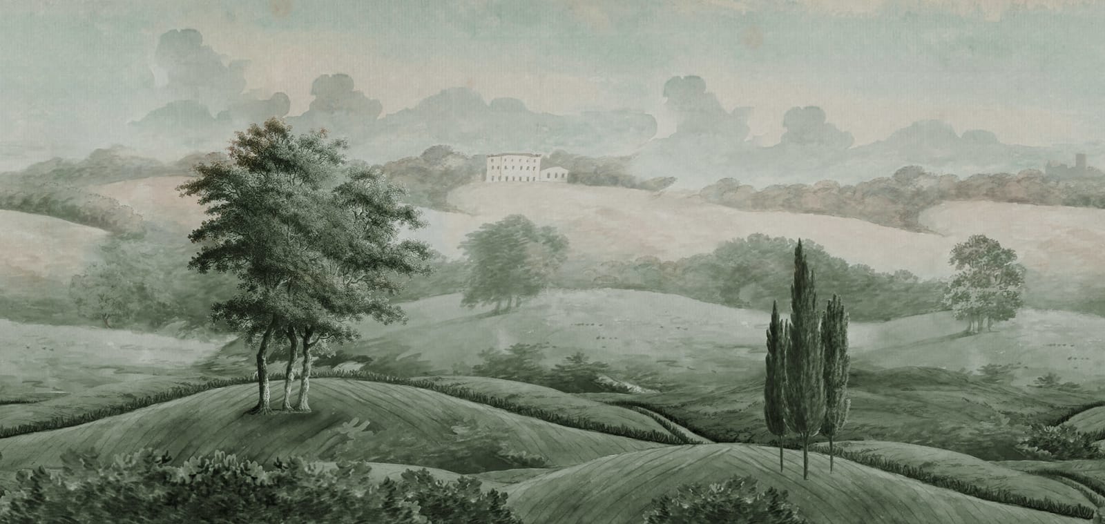 Hilltop House - Green wallpaper swatch