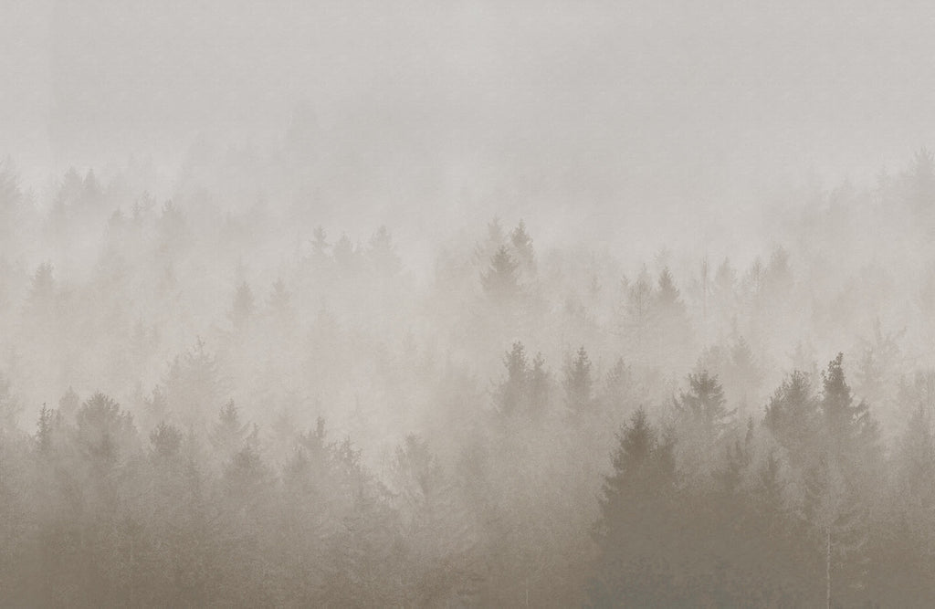 Cloudy Forest wall mural by Rebel Walls in Beige, flat swatch