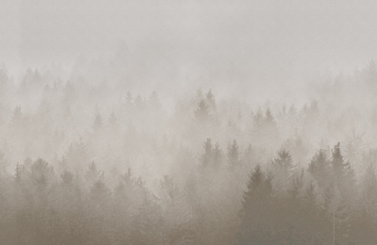 Cloudy Forest wall mural by Rebel Walls in Beige, flat swatch