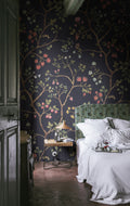 Song Tree wall mural by Rebel Walls in Black – Lush, styled room