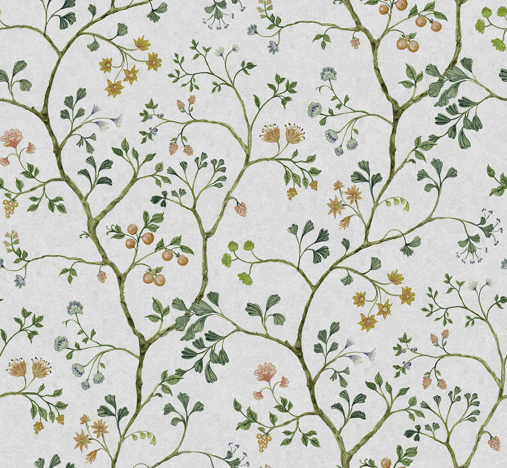 Song Tree wall mural by Rebel Walls in White – Pearl, flat swatch